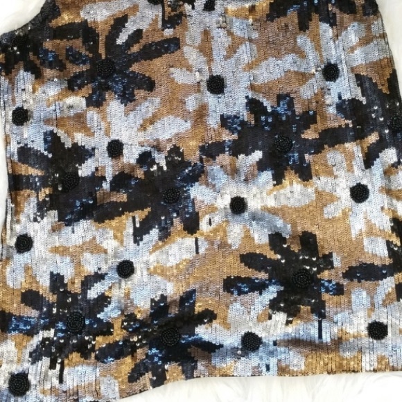 Kay Celine  Matte Sequin Floral Tank Top SM - Picture 6 of 7